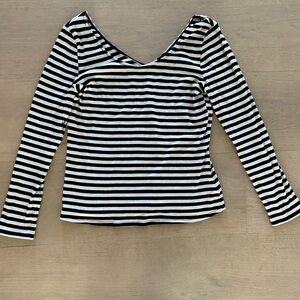 Who What Wear Ribbed Striped Long Sleeve V Neck Top sz XXL